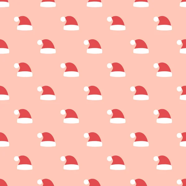 Weihnachtsmannhüte Auf Rosa Hintergrund Illustrationsmuster Weihnachten — Stockvektor