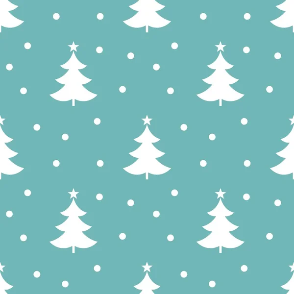 Árboles Navidad Blancos Sobre Fondo Azul Patrón Sin Costuras — Vector de stock