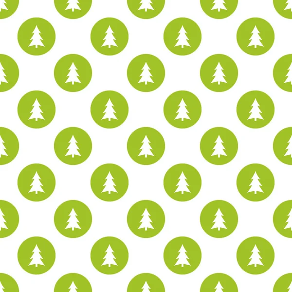 Árboles Navidad Círculos Verdes Patrón Sin Costuras Ilustración Vectorial — Vector de stock
