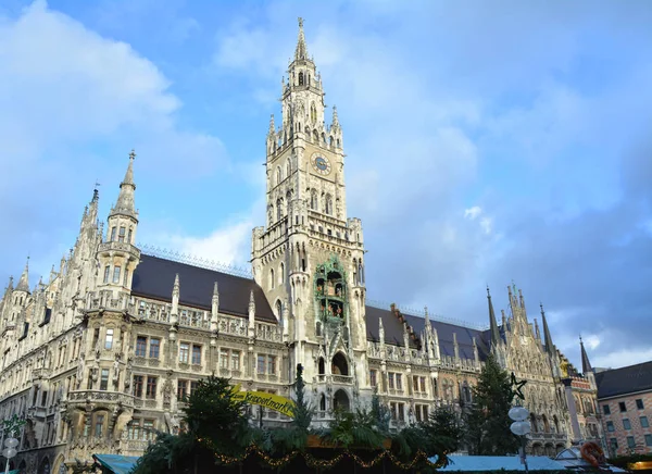 Point Repère Marienplatz Nouvel Hôtel Ville Dans Vieille Ville Munich — Photo