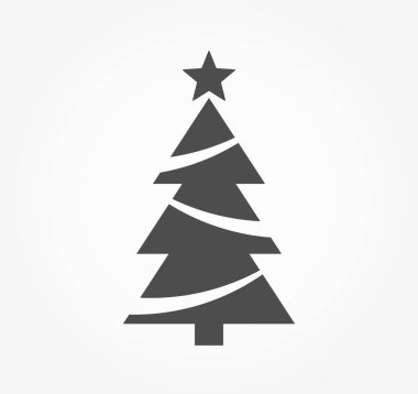 Yıldız şekli simgesi ile Noel ağacı. Vektör çizim