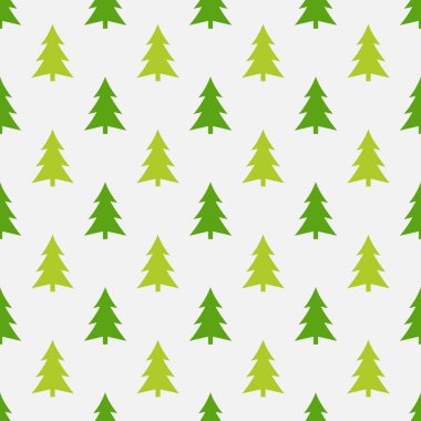 Noel ağaçları Ladin yeşil sorunsuz orman desen. Vektör çizim.