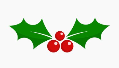 Christmas holly berry leaf icon. Vector illustration. clipart