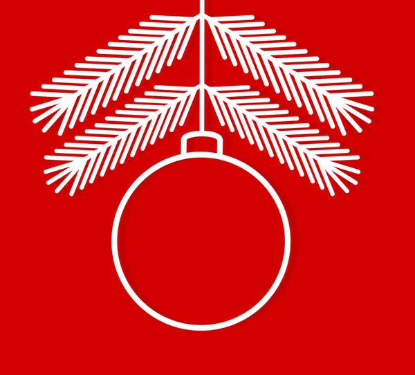 Noel biblo süsleme şekli ile Noel ağacı dalları kırmızı zemin üzerine asılı. Vektör çizim