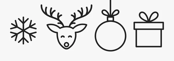 Weihnachtszeilen Symbole Oder Symbole Vektorillustration — Stockvektor