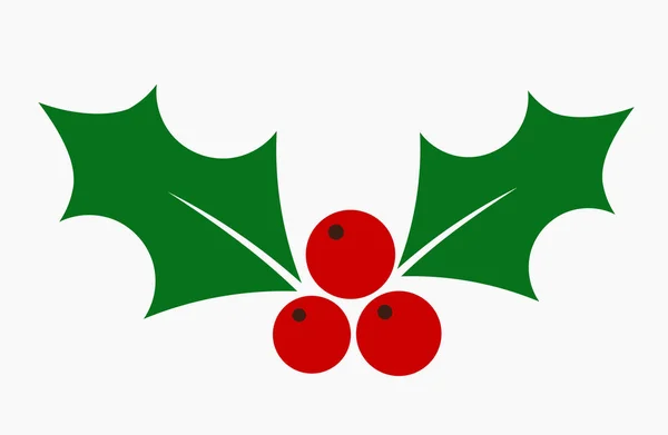 Natale Agrifoglio Bacche Vischio Icona Piatta Illustrazione Vettoriale — Vettoriale Stock