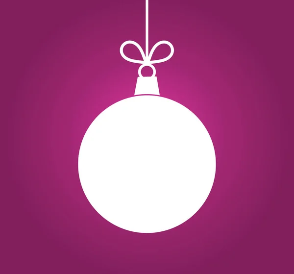 Witte Bal Ornament Paarse Achtergrond Kerstmis Illustratie — Stockvector