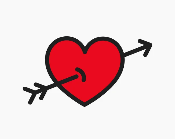 Heart pierced by an arrow icon. Vector illustration