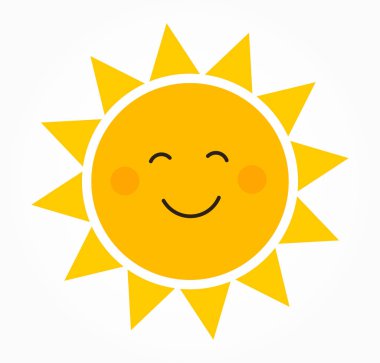 Sevimli gülümseyen güneş simgesi. Vektör çizim