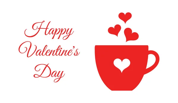 バレンタインの赤いコーヒーまたはチョコレート カップ カード ベクトル イラスト カード — ストックベクタ