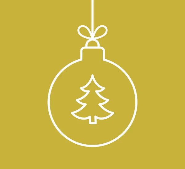 Kerstboom Overzicht Vorm Kerst Bal Gouden Achtergrond Vector Illutration — Stockvector