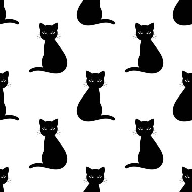 Kara kediler seamless modeli. Vektör çizim