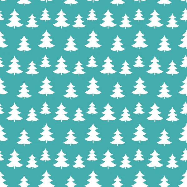 Árboles Navidad Blancos Sobre Fondo Azul Patrón Sin Costuras Invierno — Vector de stock