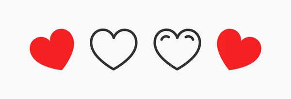 Cute Hearts Icons Set Vector Illustration — Stock Vector