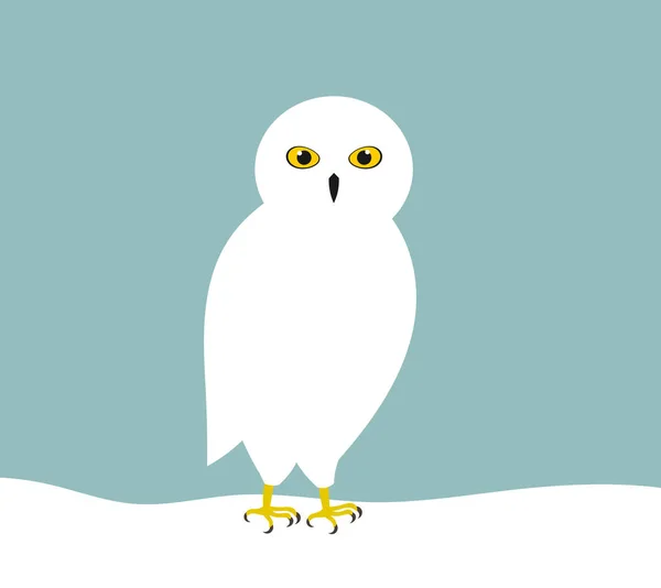 White Snowy Owl Snow Vector Illustration — Stock Vector