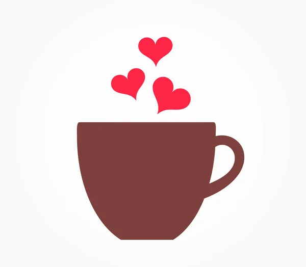 Xícara Café Com Coração Ícone Dia Dos Namorados Ilustração Vetorial —  Vetores de Stock