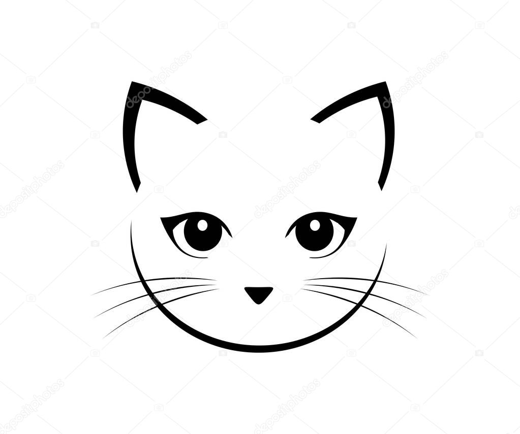 Cute cat face. Vector illustration.