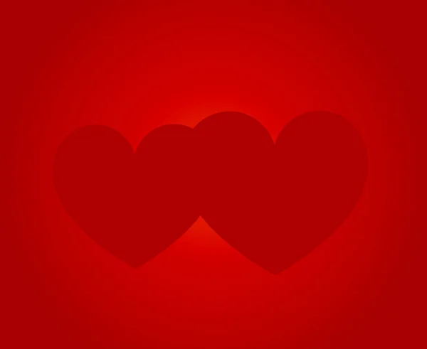 Twin hearts on red background. — Stock Vector