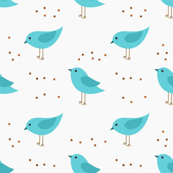 Cute little blue birds seamless pattern. — Stock Vector