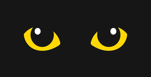 Yellow cat eyes in the dark. — Stock Vector