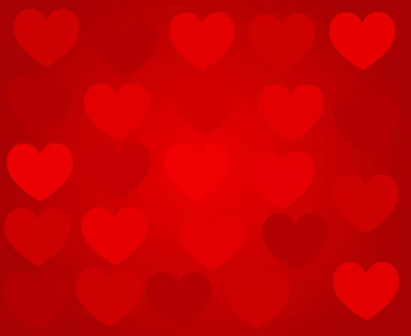 Serca na czerwone tło Valentine karty. — Wektor stockowy