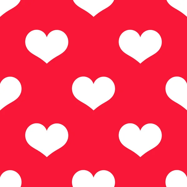 Corazón blanco Día de San Valentín patrón rojo sin costuras — Archivo Imágenes Vectoriales