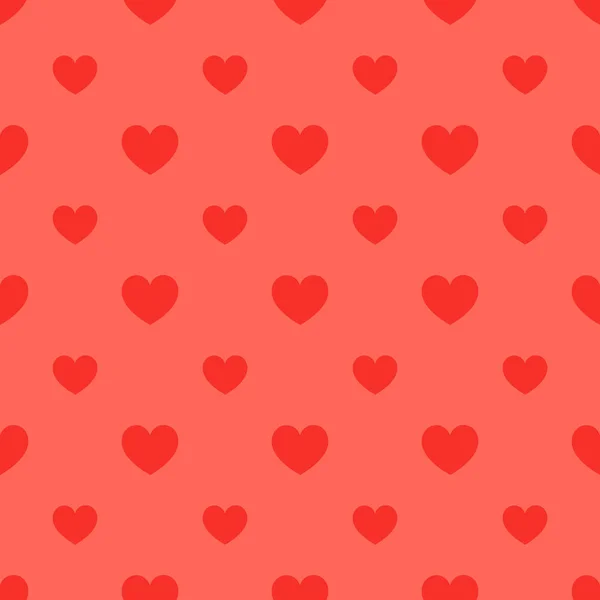 Lindos corazones San Valentín patrón rojo sin costuras . — Vector de stock