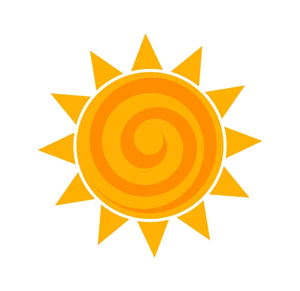Icono del sol de dibujos animados con remolino en el interior . — Vector de stock