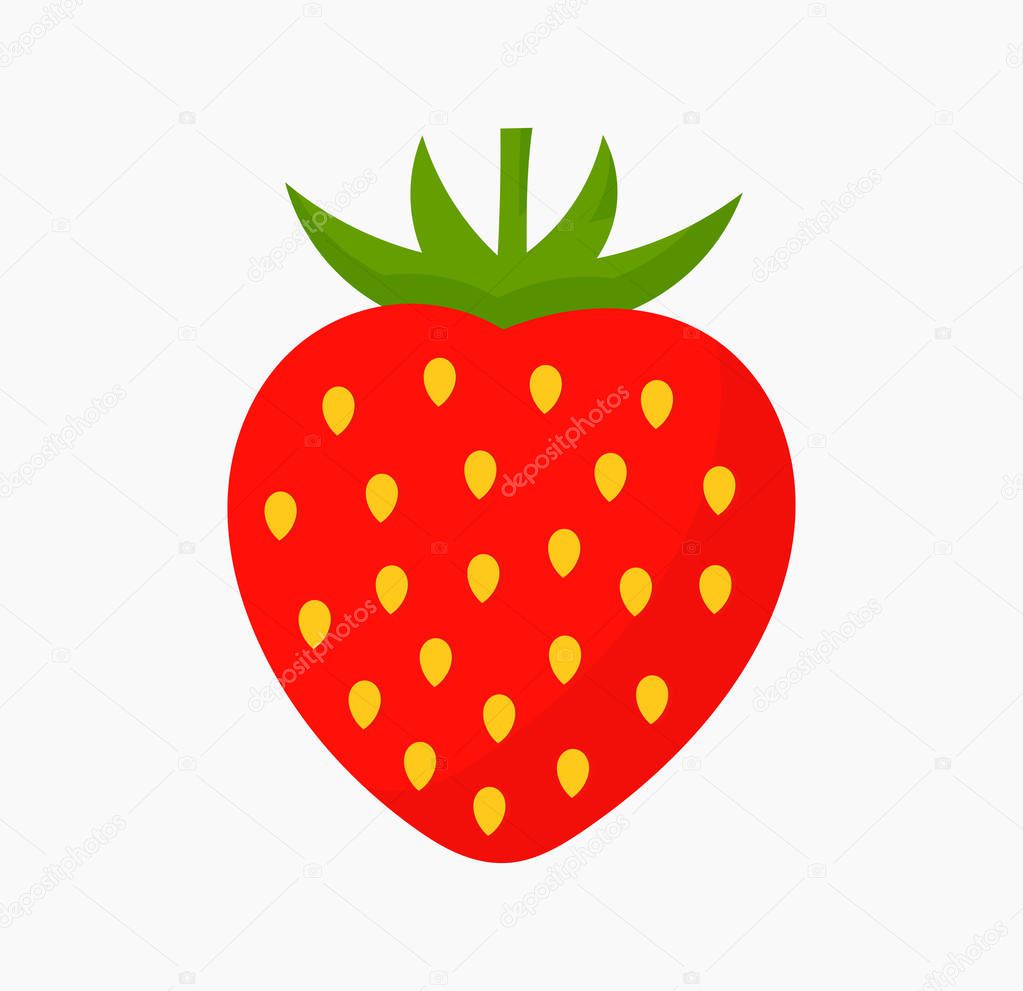 Strawberry fruit icon isolated on white.