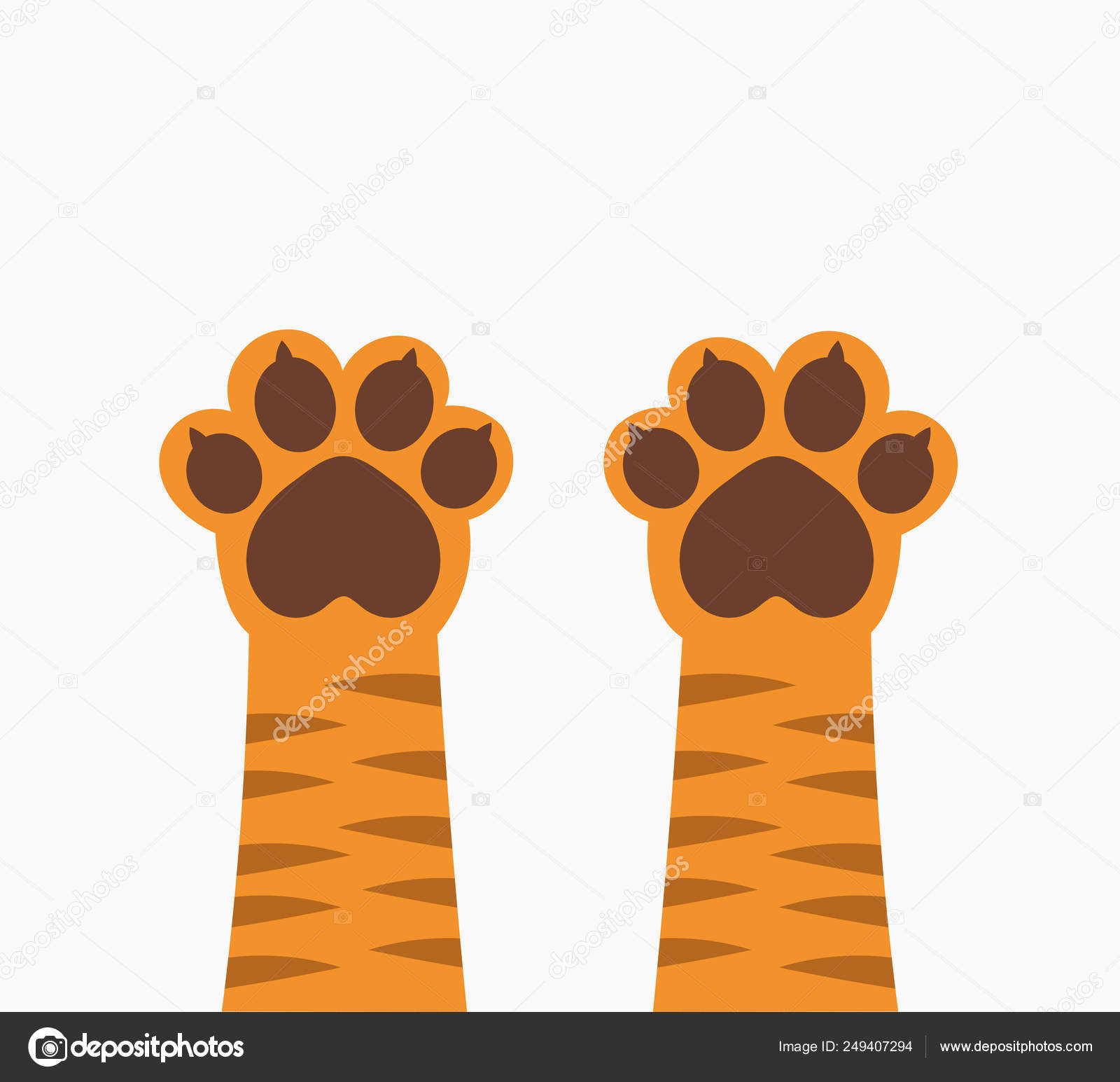 Рыжий Тигр Лапы Вверх. Векторное Изображение ©Studiobarcelona.