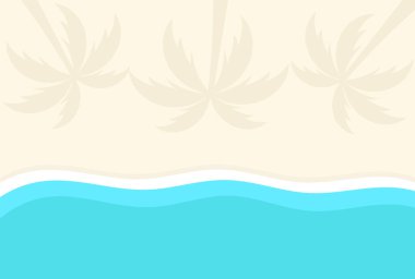 Gölge avuç ile cennet beyaz kum plaj. 