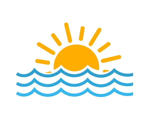 Zon en zee golven-symbool. — Stockvector