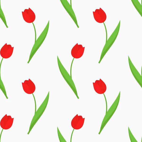 Red tulip flowers seamless pattern. — Stock Vector