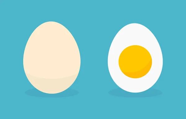 Αυγών με κέλυφος και boild τα εικονίδια αυγό. — Διανυσματικό Αρχείο