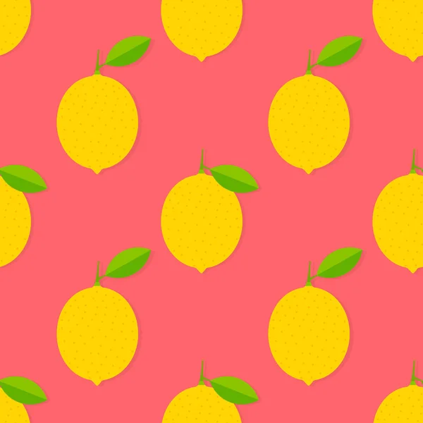 Pembe arka plan yaz Dikişsiz desen üzerinde sarı limon. — Stok Vektör