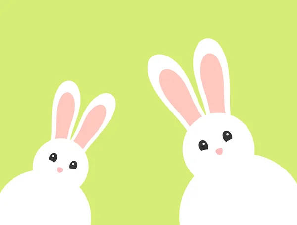 Dois coelhos brancos fofinhos com narizes cor-de-rosa. Páscoa . — Vetor de Stock