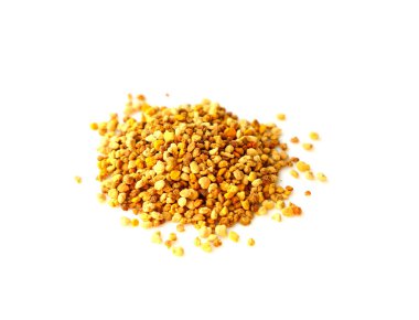 Arı polen taneleri beyaz arka plan üzerinde