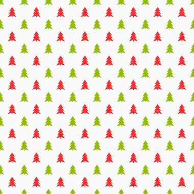 Kırmızı ve yeşil Noel ağaçları dikişsiz desen.