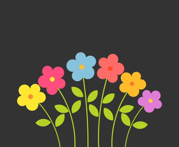 Kleurrijke bloemen op zwarte achtergrond. — Stockvector