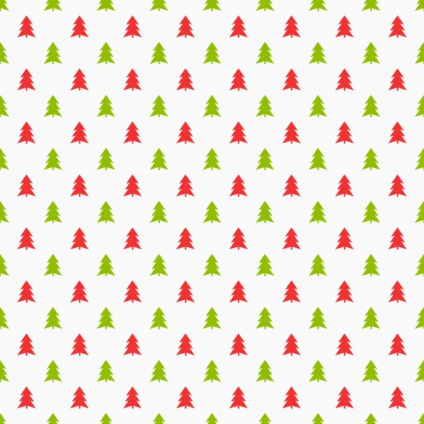 Red and green Christmas trees seamless pattern. — Stock Vector