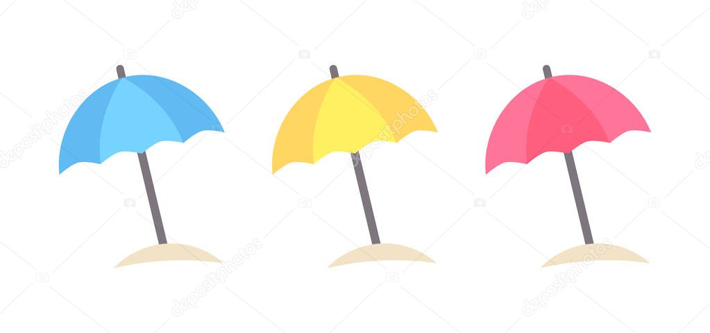 Colorful sun umbrellas icons.