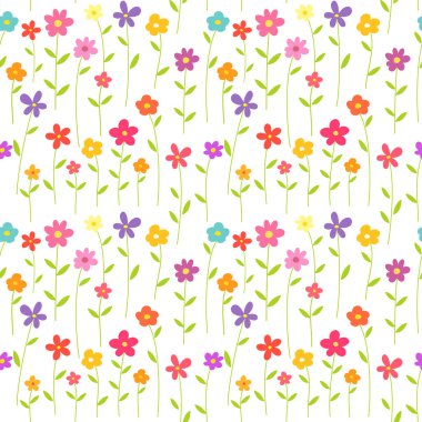 renkli çiçekler Dikişsiz desen arka plan.