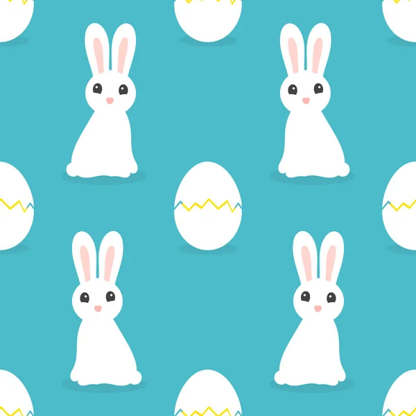 Lapins de Pâques et oeufs motif bleu sans échantillon . — Image vectorielle