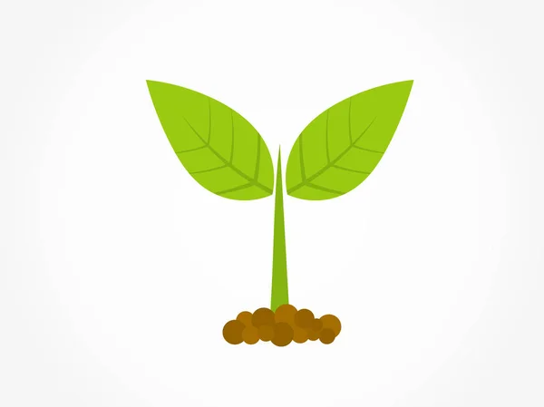 Pequeña planta verde que germina del icono del suelo . — Vector de stock