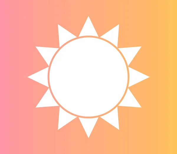 White sun icon shape on pastel sunset colors background. — Stock Vector