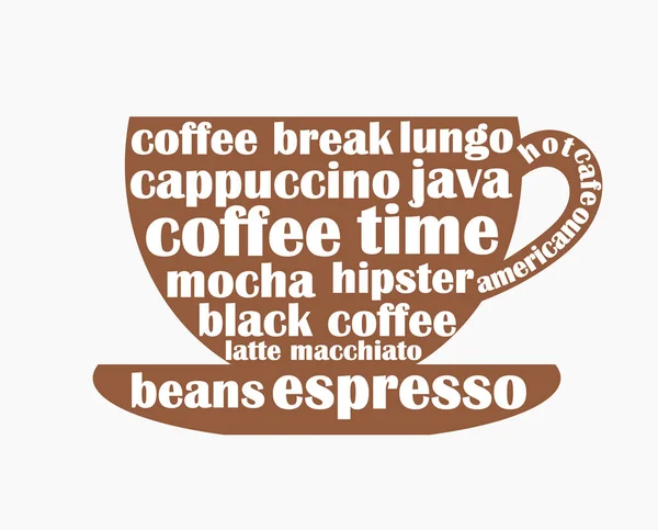 コーヒーの単語のテキストとコーヒーカップの形状. — ストックベクタ
