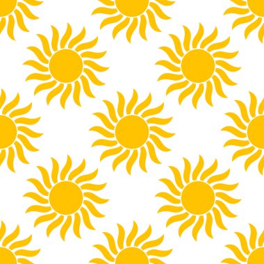 Yellow sun summer seamless pattern.