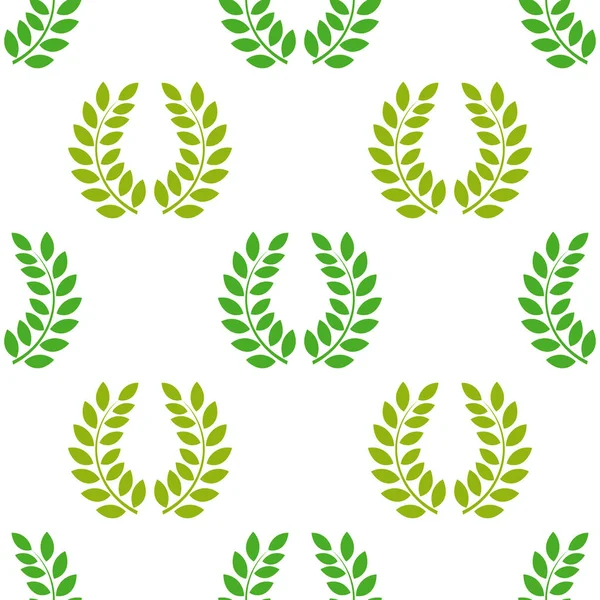 Green laurel wreaths seamless pattern. — Stock Vector