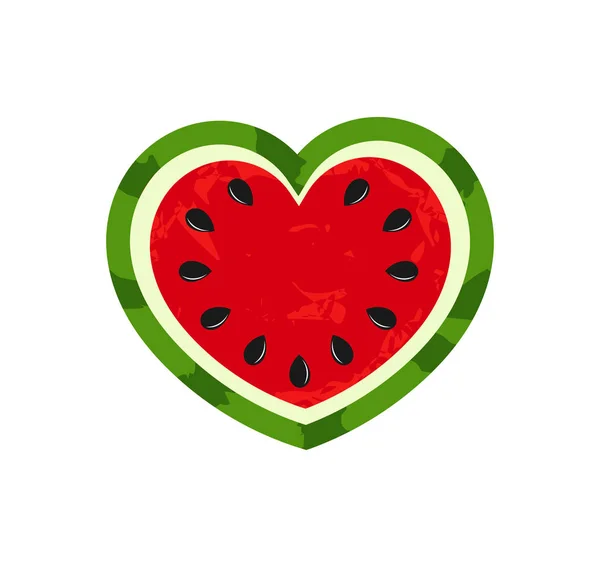 Watermelon heart summer fruit icon. — Stock Vector