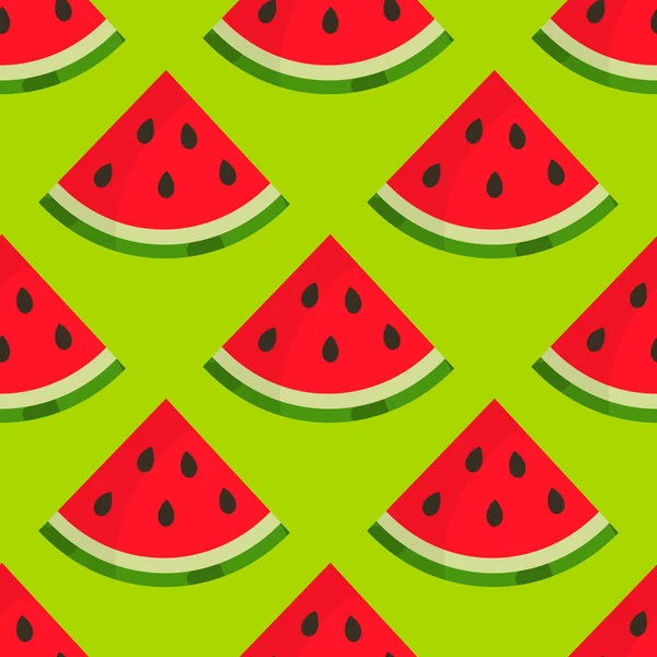 Wassermelone Scheiben Sommer grün nahtlose Muster. — Stockvektor